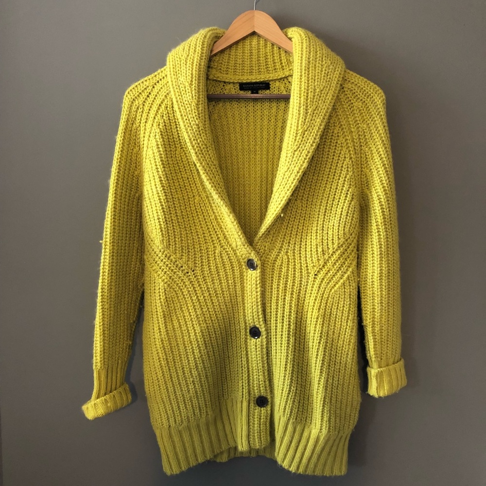 Banana Republic Mustard Shawl-Collar Cardigan